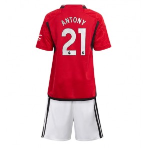 Manchester United Antony #21 Domaci Dres za Dječji 2023-24 Kratak Rukavima (+ kratke hlače)